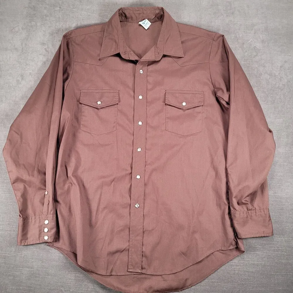 Malco Modes Snap Western Shirt‎ Long Sleeve Flap Pockets USA Size 17 34